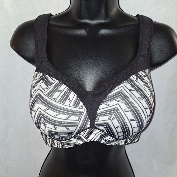 Black and White Geometric Supportive Bra - Picture 1 of 4